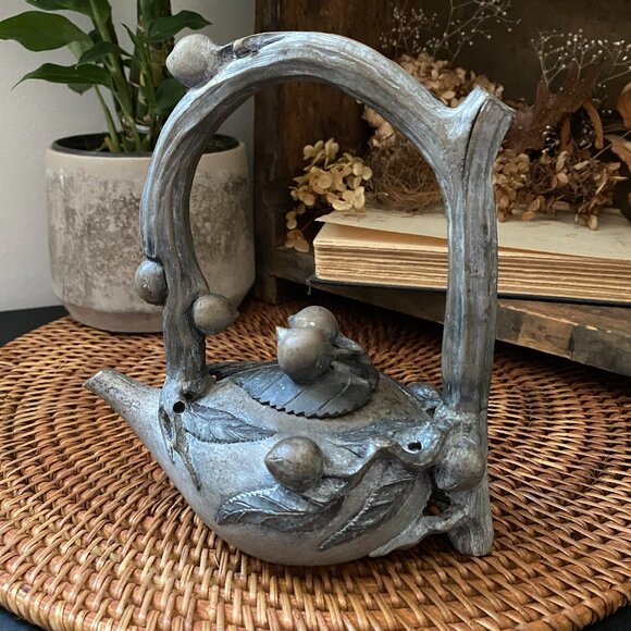 Chinese Yixing Zisha Clay Handmade Exquisite Teapot Acorns Leaves Branch Handle - Picture 1 of 8